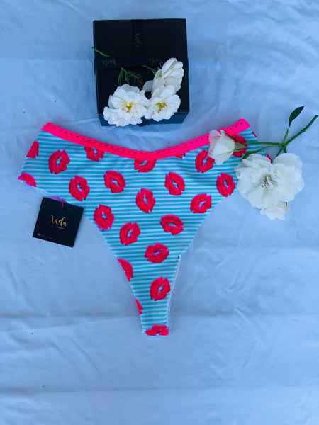 NEON PINK KISS THONG