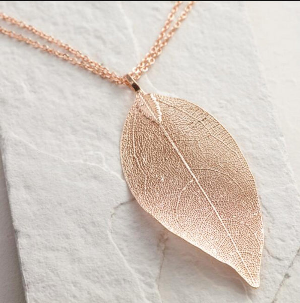 Rose Gold Leaf Pendant Necklace