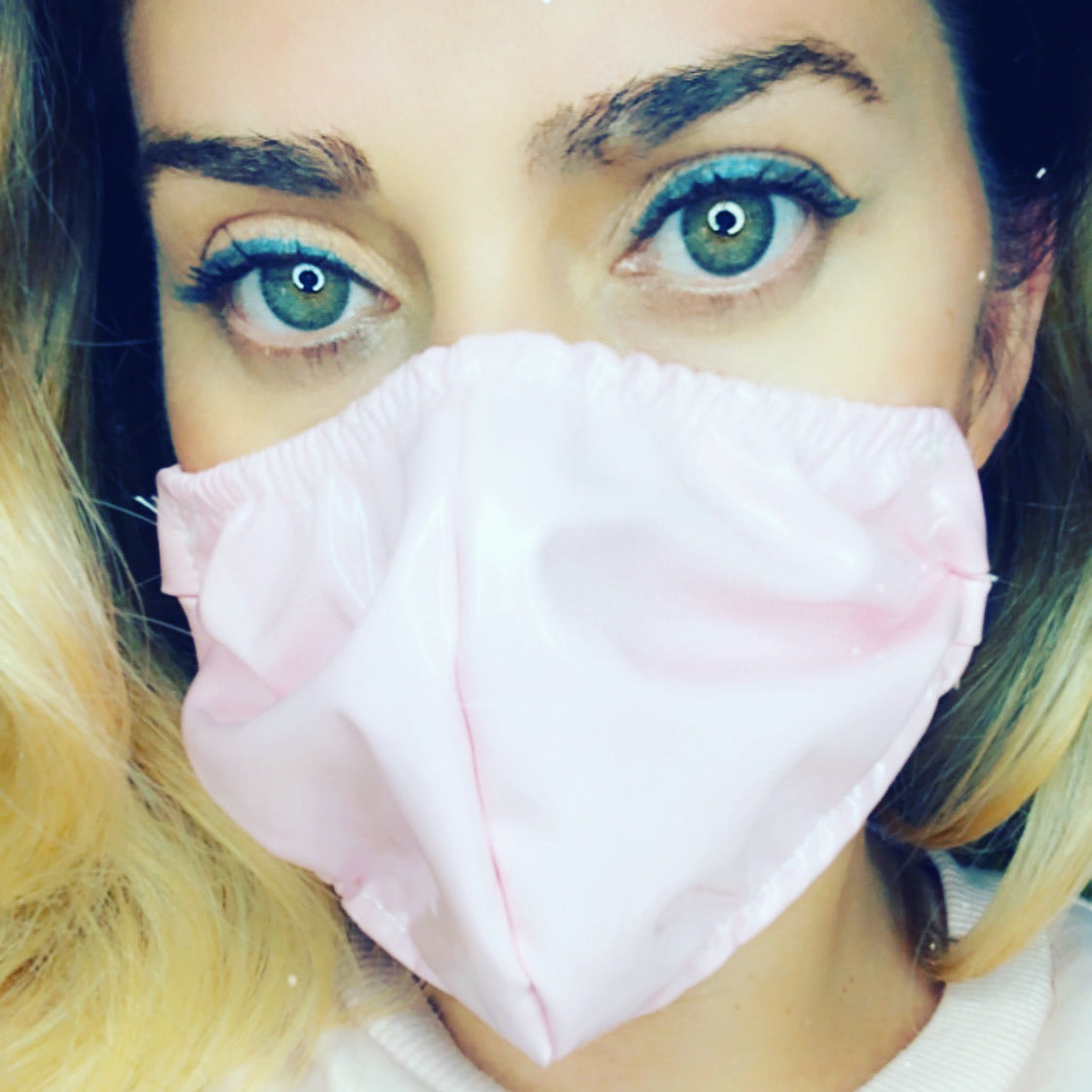 Pink pleather  face mask