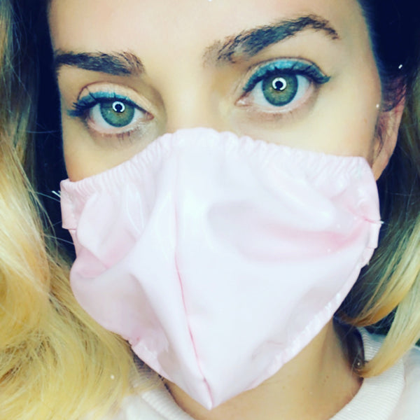 Pink pleather  face mask